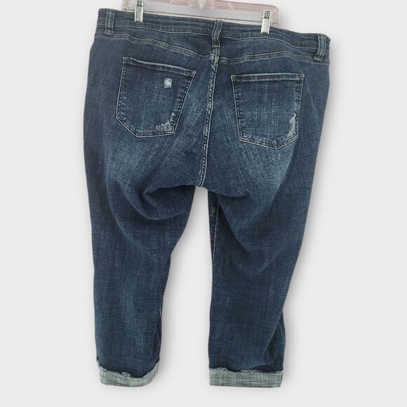 Kut from the Kloth Jeans Women's 20W Amy Crop Straight Leg Distressed Blue Denim - Picture 2 of 5